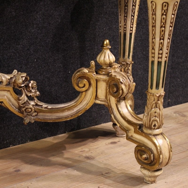 Italian Lacquered And Gilded Console In Eclectic Style From 20th Century-photo-3
