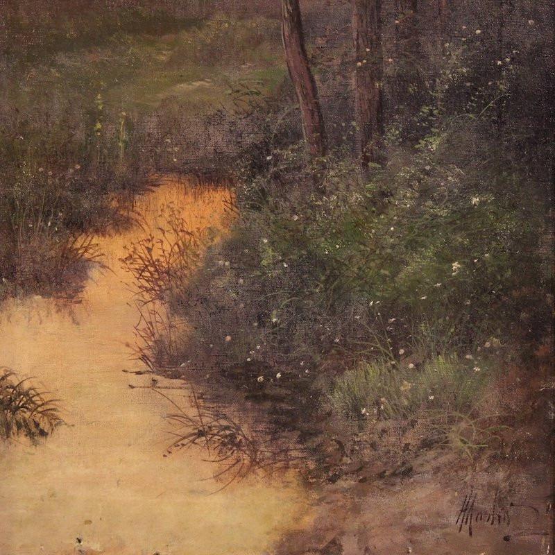 Tableau italien de paysage signé Marko du 19ème siècle-photo-3