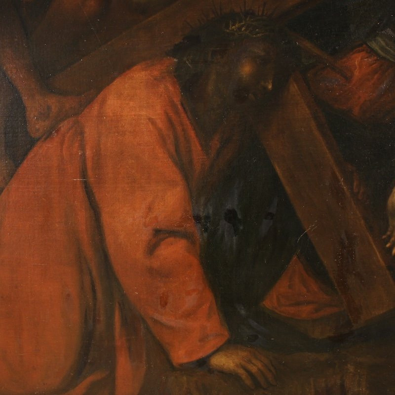 Ancienne peinture italienne du Chemin de Croix du 17ème siècle-photo-3