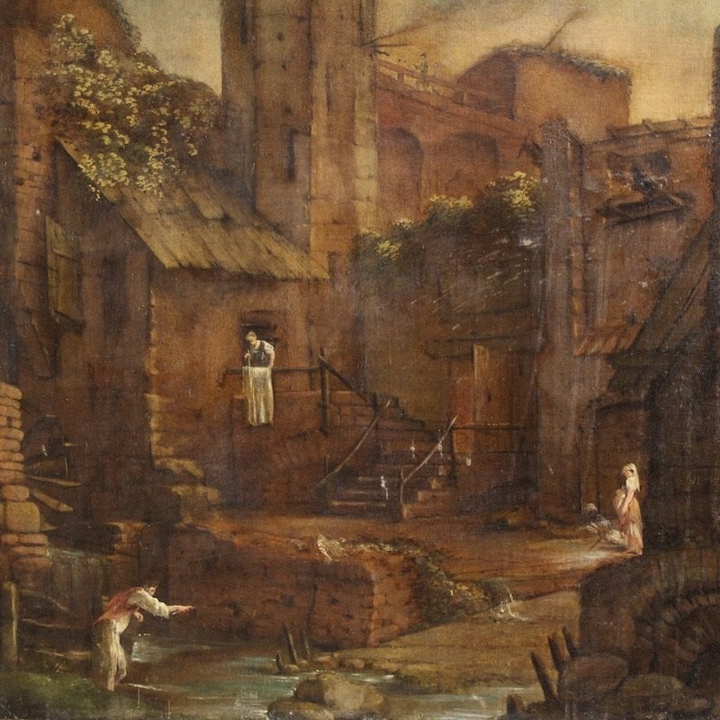 Antique Spanish Landscape Painting From The 18th Century-photo-3