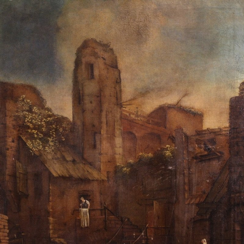 Antique Spanish Landscape Painting From The 18th Century-photo-4