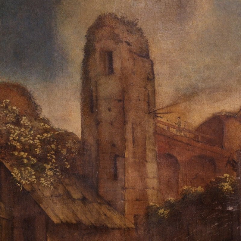 Antique Spanish Landscape Painting From The 18th Century-photo-5