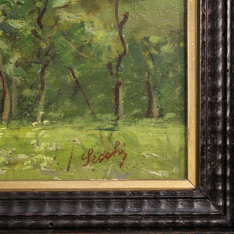 Triptych Of 20th-century Paintings View Of Lake Lugano-photo-2