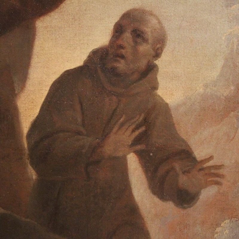 Grand tableau italien du 18ème siècle, L'Extase de saint François d'Assise-photo-2