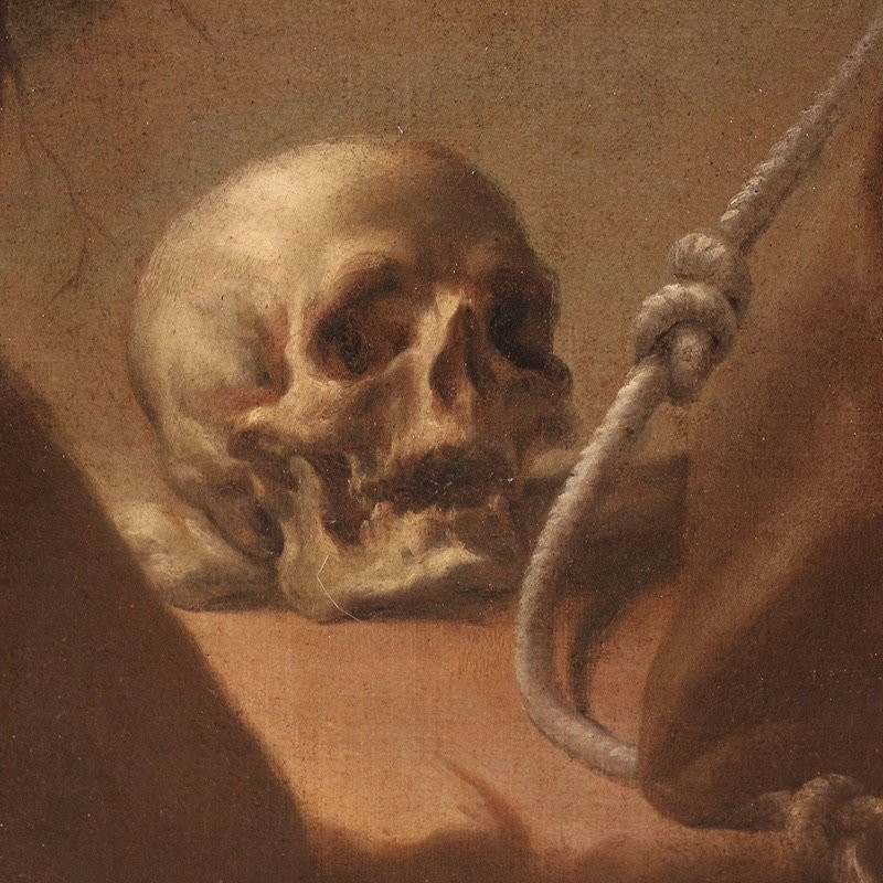 Grand tableau italien du 18ème siècle, L'Extase de saint François d'Assise-photo-4