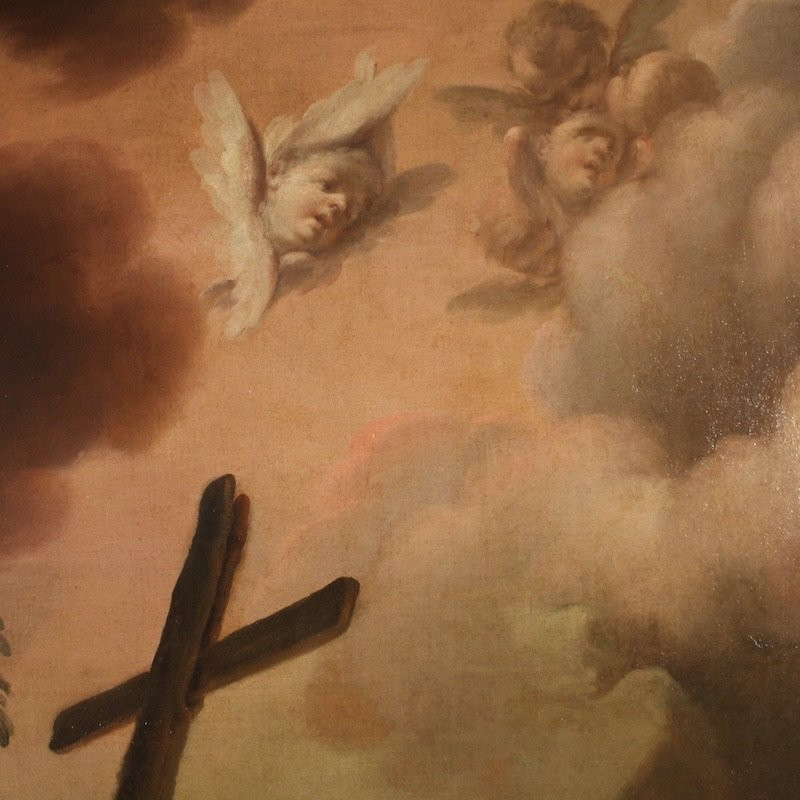 Grand tableau italien du 18ème siècle, L'Extase de saint François d'Assise-photo-6