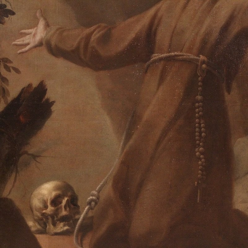 Grand tableau italien du 18ème siècle, L'Extase de saint François d'Assise-photo-8