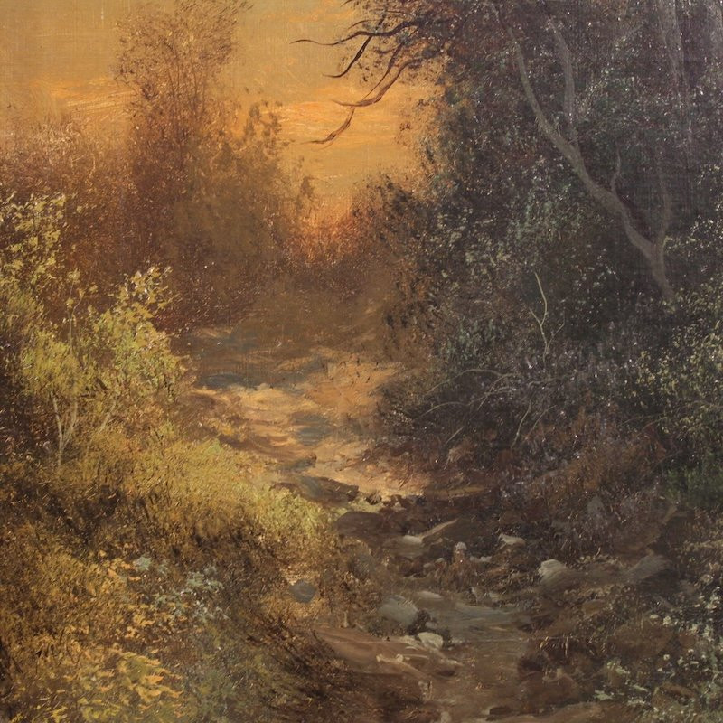 Tableau italien signé Marko, paysage forestier du 19ème siècle-photo-5