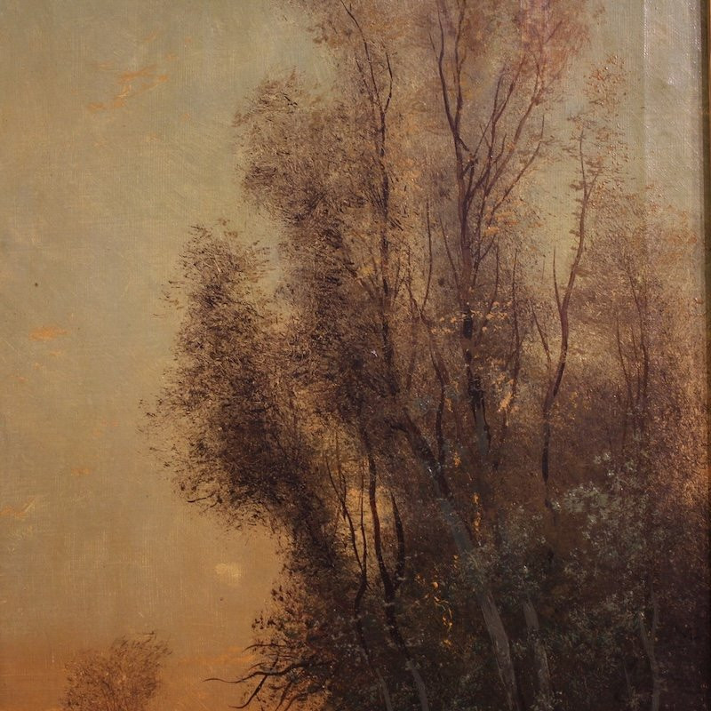 Tableau italien signé Marko, paysage forestier du 19ème siècle-photo-7