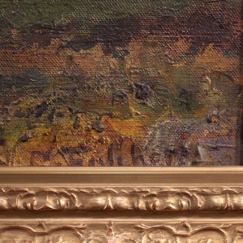 Ancienne peinture italienne signée paysage de montagne du 19ème siècle-photo-4