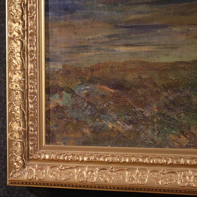 Ancienne peinture italienne signée paysage de montagne du 19ème siècle-photo-5