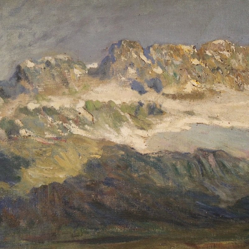 Ancienne peinture italienne signée paysage de montagne du 19ème siècle-photo-7