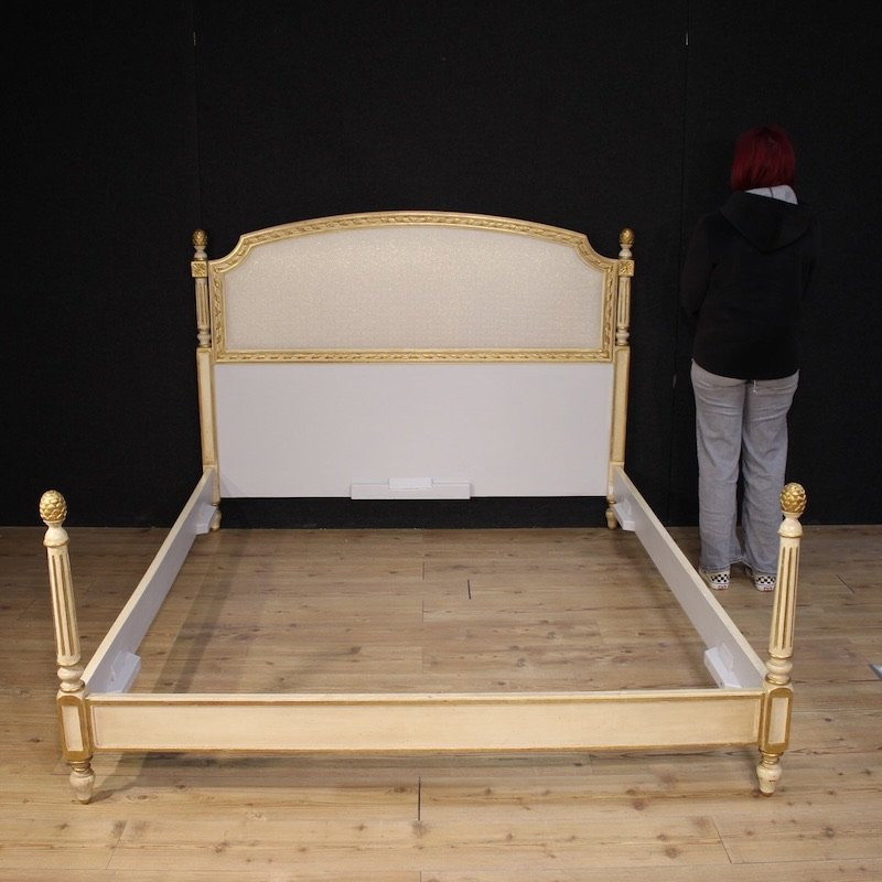 Lit double laqué et doré de style Louis XVI-photo-2