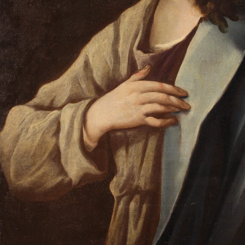Ancien tableau italien Saint du 18ème siècle-photo-4