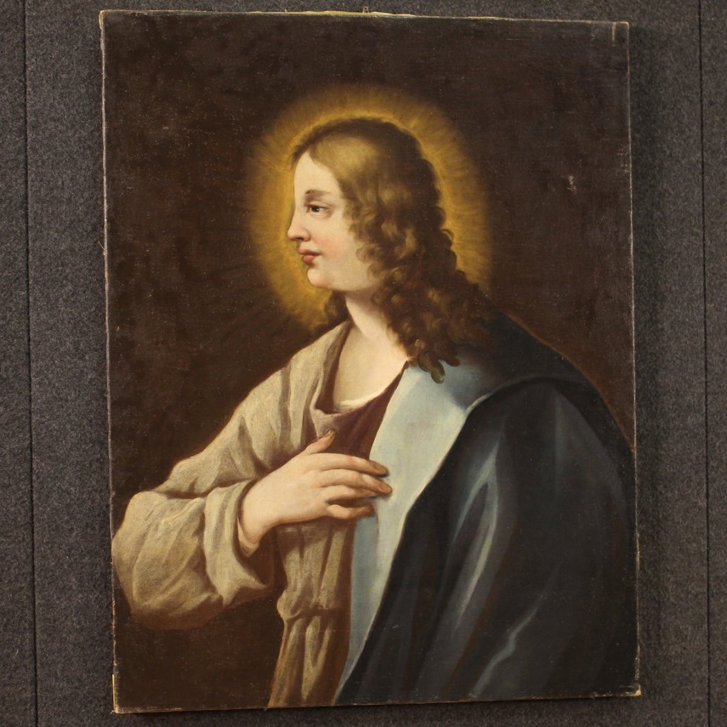Ancien tableau italien Saint du 18ème siècle-photo-7