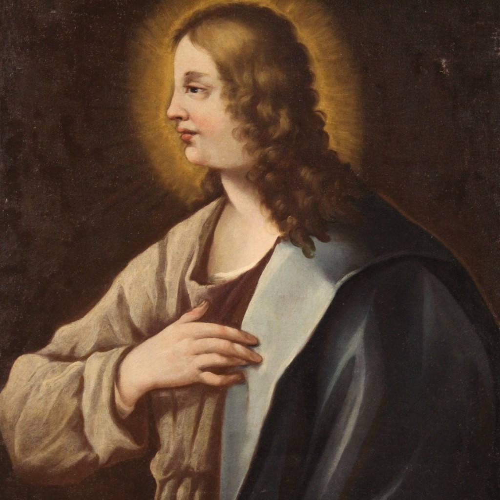 Ancien tableau italien Saint du 18ème siècle