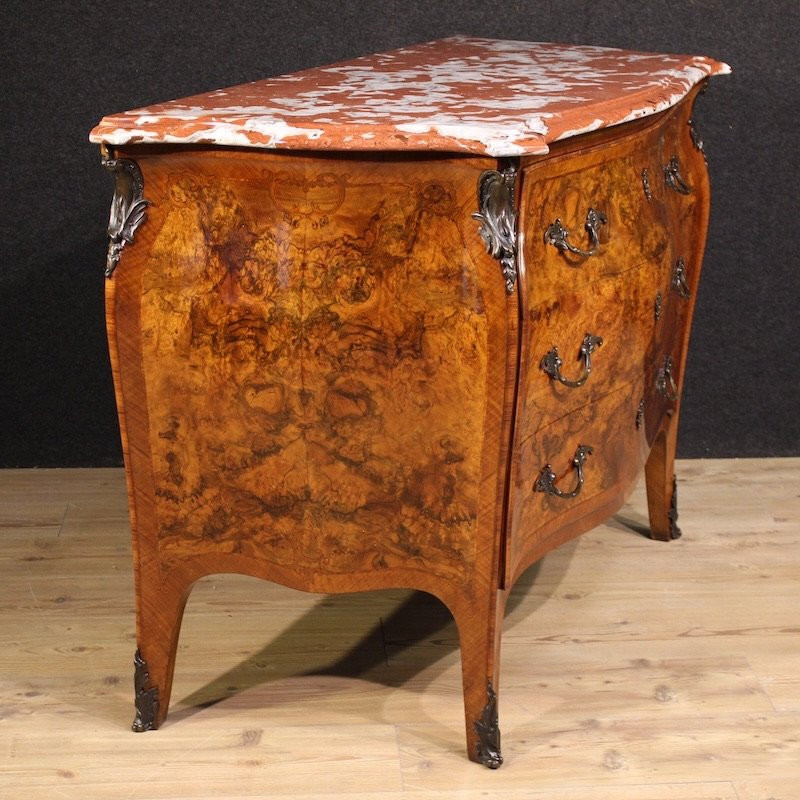 Commode lombarde marquetée de style Louis XV avec dessus en marbre-photo-4