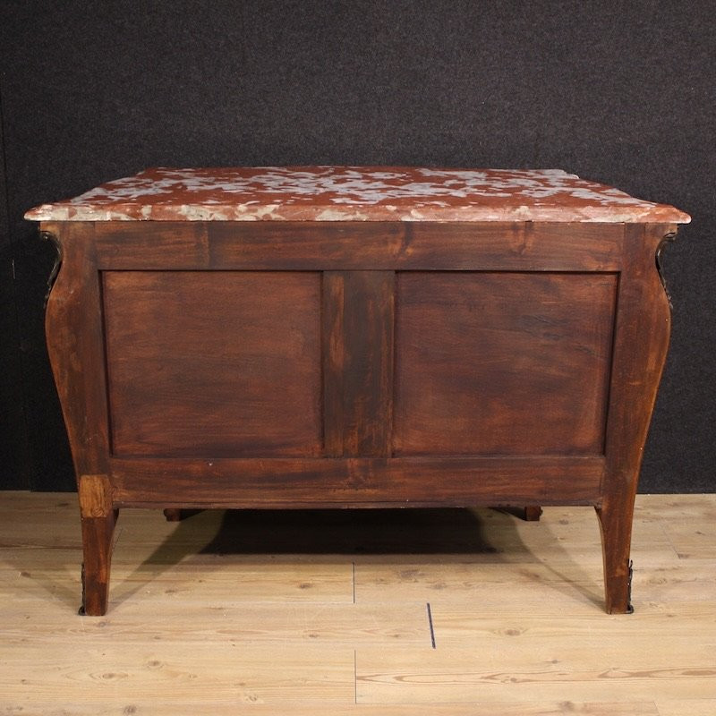 Commode lombarde marquetée de style Louis XV avec dessus en marbre-photo-2