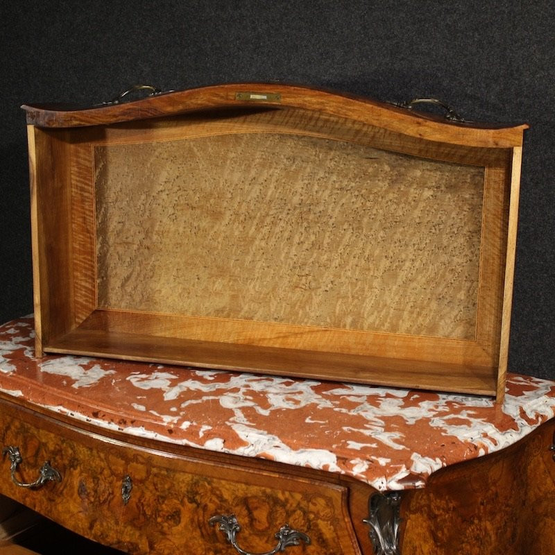 Commode lombarde marquetée de style Louis XV avec dessus en marbre-photo-4