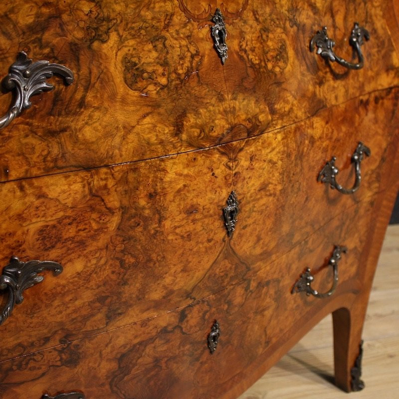 Commode lombarde marquetée de style Louis XV avec dessus en marbre-photo-5
