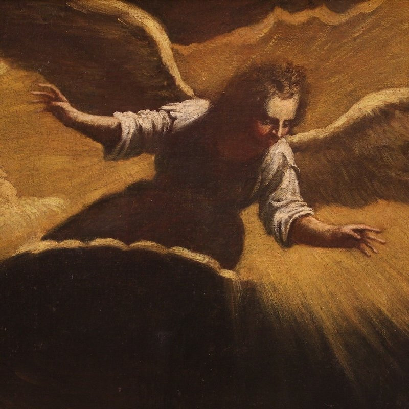 Antique Painting From The Bassano School Of The 17th Century, The Announcement To The Shepherds-photo-1