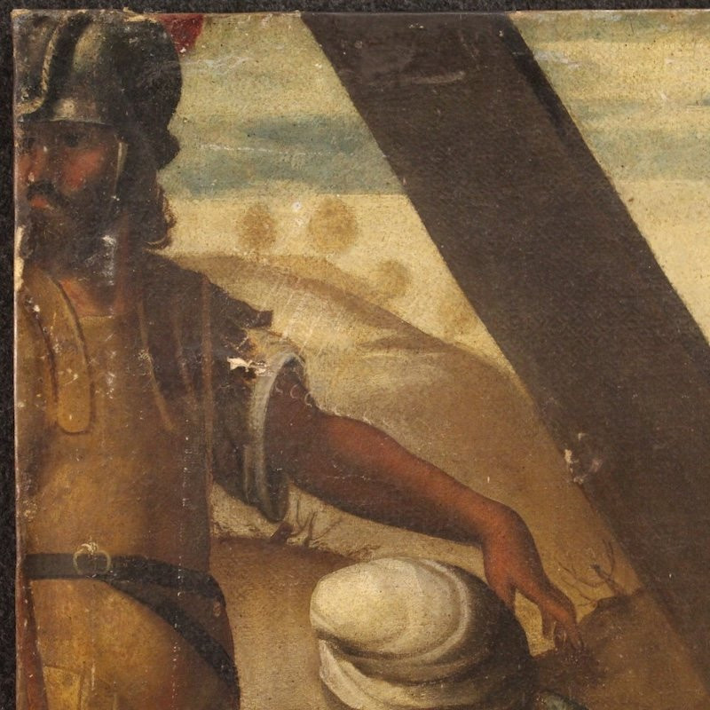 Antique Italian Painting Of The Way Of The Cross, Ascent To Calvary, From The 17th Century-photo-4