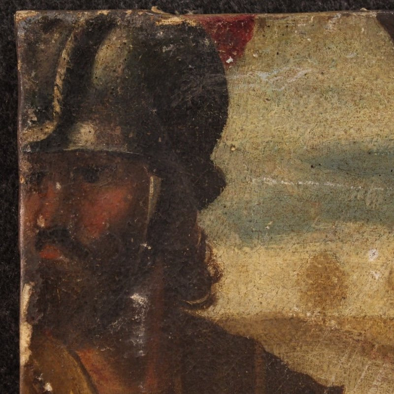 Antique Italian Painting Of The Way Of The Cross, Ascent To Calvary, From The 17th Century-photo-7