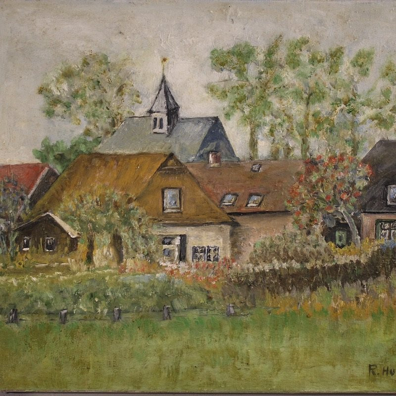 Peinture néerlandaise vue de maisons de style impressionniste-photo-3