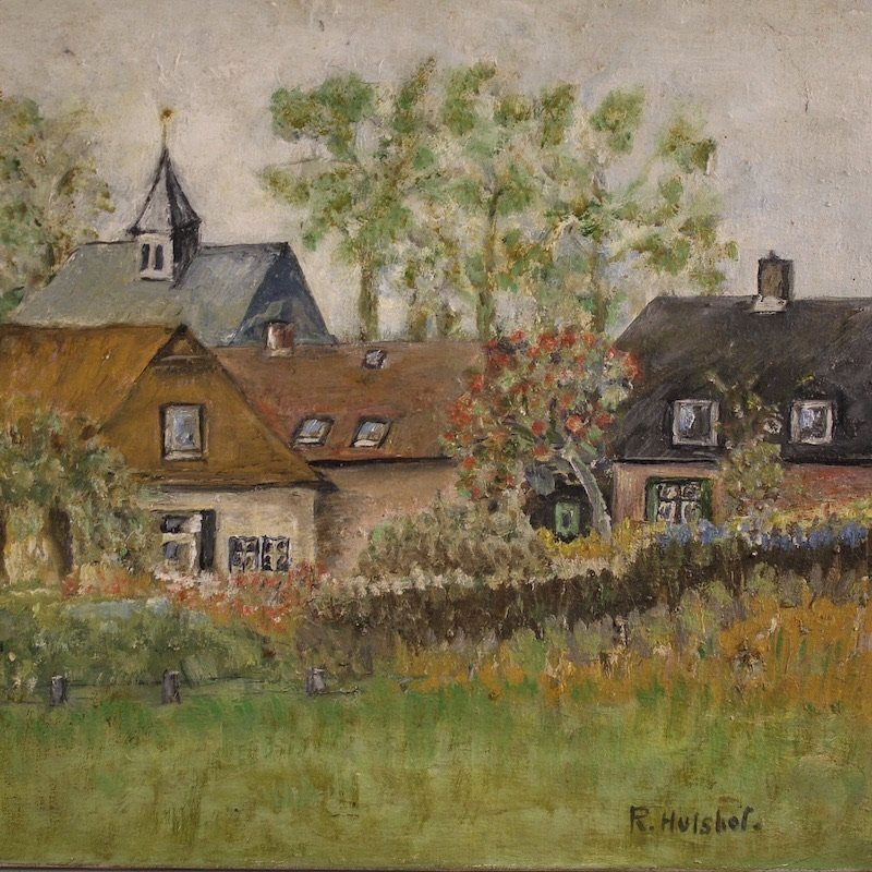 Peinture néerlandaise vue de maisons de style impressionniste-photo-4