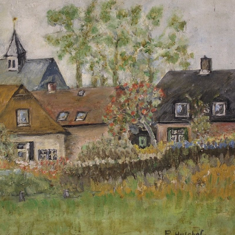 Peinture néerlandaise vue de maisons de style impressionniste-photo-5