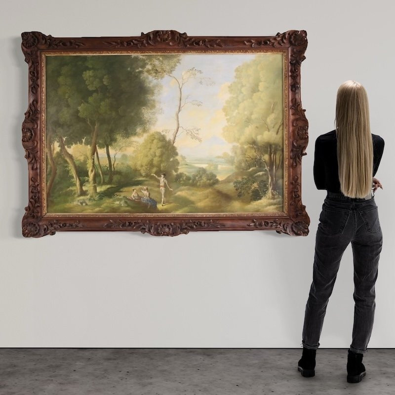 Grand tableau italien de paysage du 20ème siècle-photo-2
