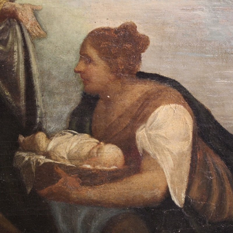 Antique Italian Painting Moses Saved From The Waters From The 18th Century-photo-1