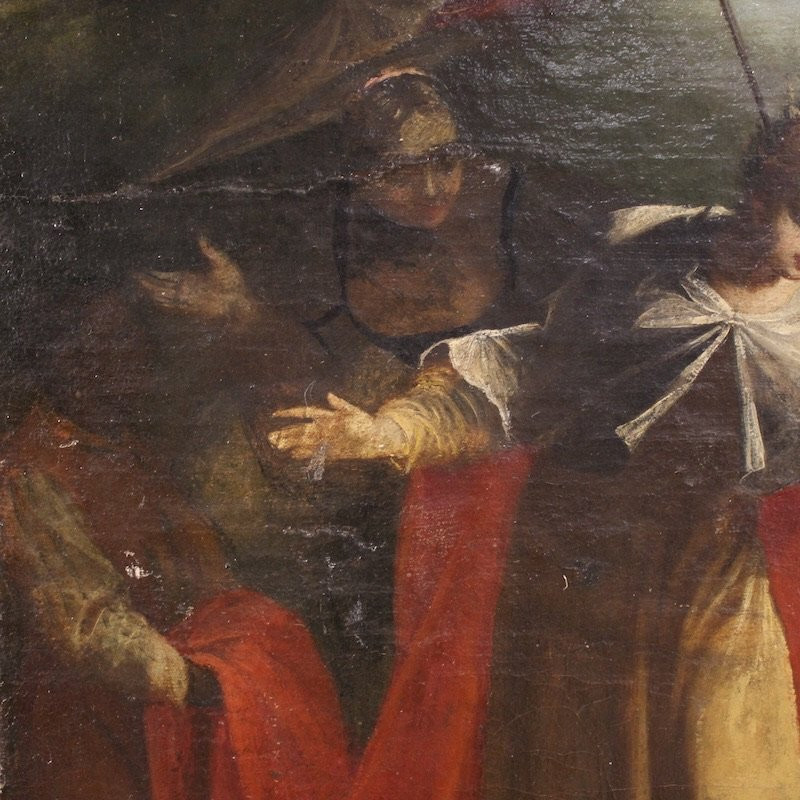 Antique Italian Painting Moses Saved From The Waters From The 18th Century-photo-5