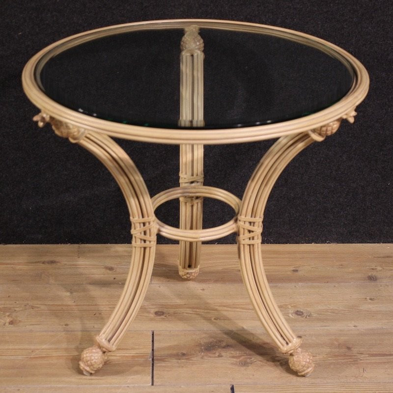Table d'appoint italienne en fer avec dessus en verre-photo-2