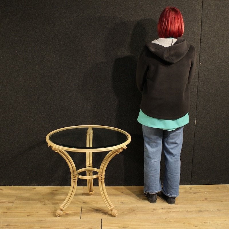 Table d'appoint italienne en fer avec dessus en verre-photo-3