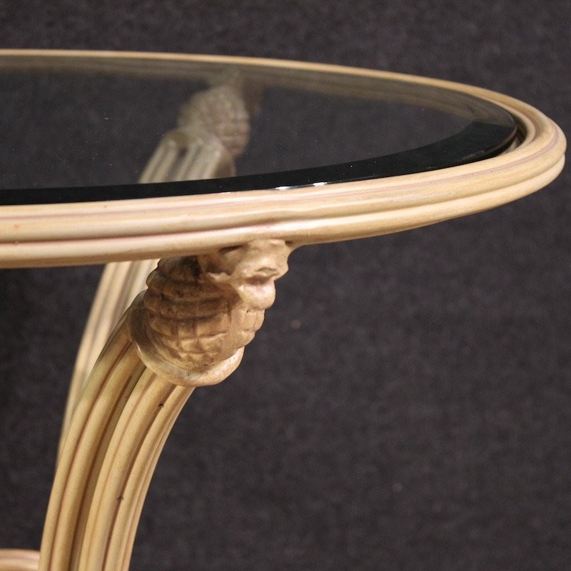 Table d'appoint italienne en fer avec dessus en verre-photo-3