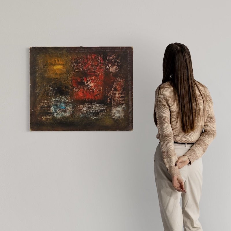 American Abstract Painting Signed J. Wolff-photo-3