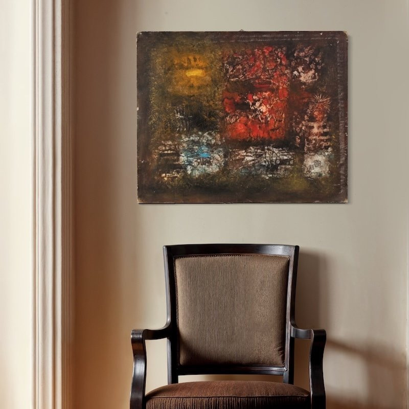 American Abstract Painting Signed J. Wolff-photo-5