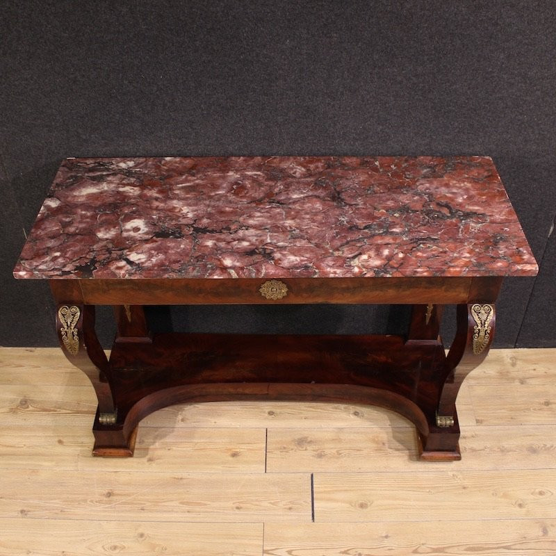 19th Century Italian Empire Style Console Table With Marble Top-photo-3
