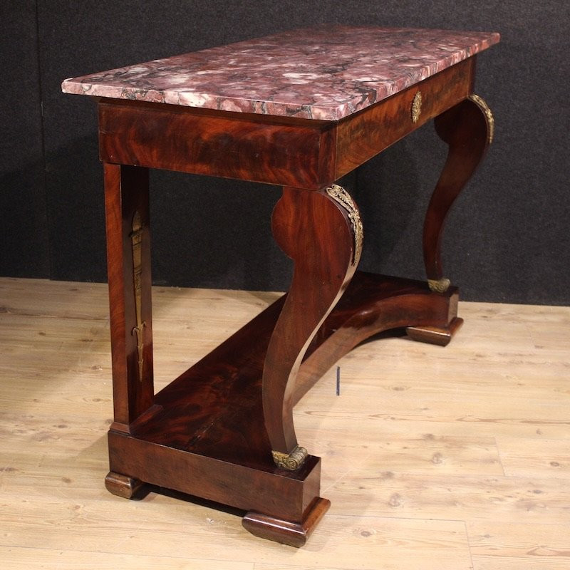 19th Century Italian Empire Style Console Table With Marble Top-photo-4