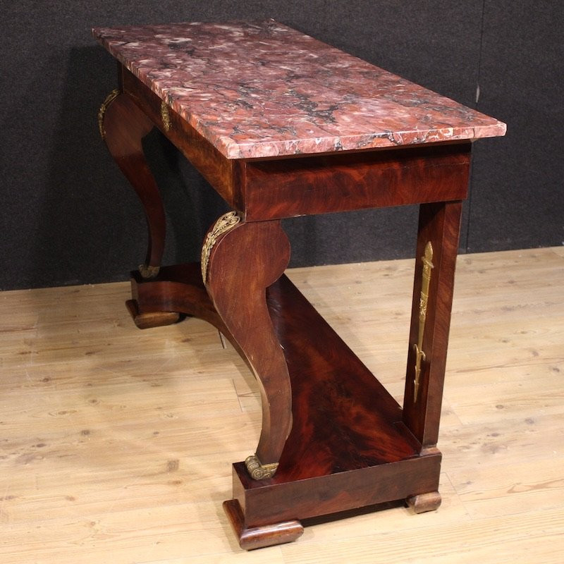 19th Century Italian Empire Style Console Table With Marble Top-photo-2