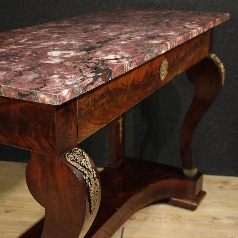 19th Century Italian Empire Style Console Table With Marble Top-photo-3