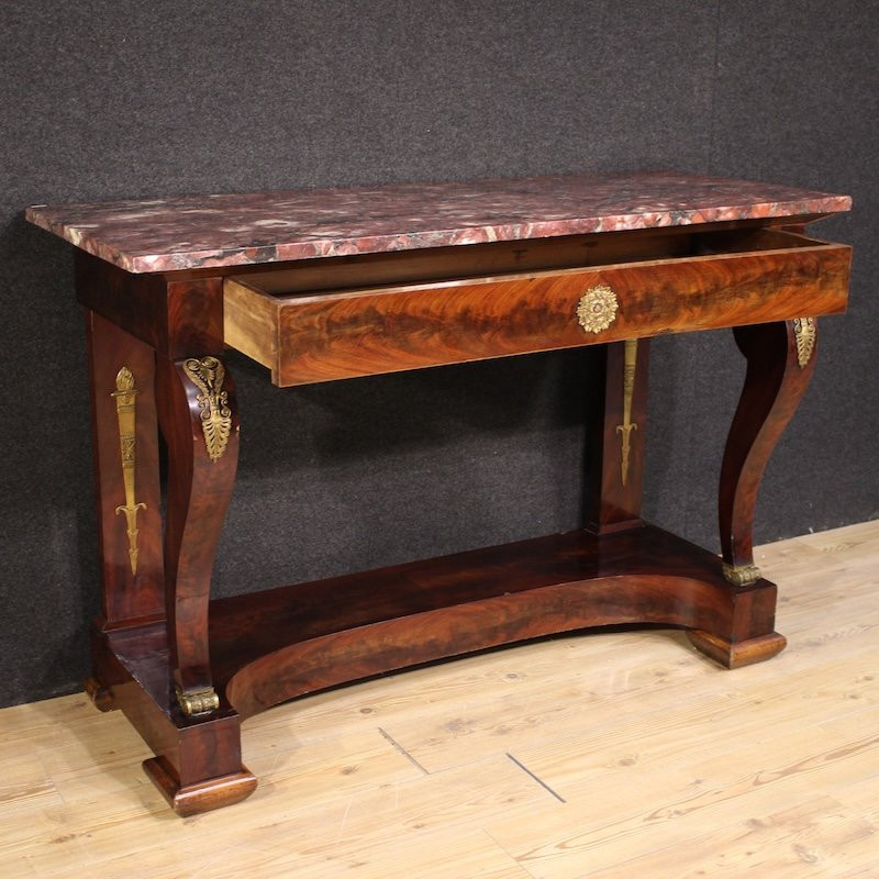 19th Century Italian Empire Style Console Table With Marble Top-photo-5