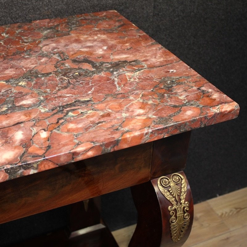 19th Century Italian Empire Style Console Table With Marble Top-photo-6