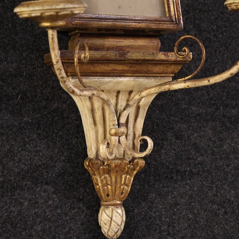 Paire d'appliques italiennes de style Louis XVI du 20ème siècle-photo-1