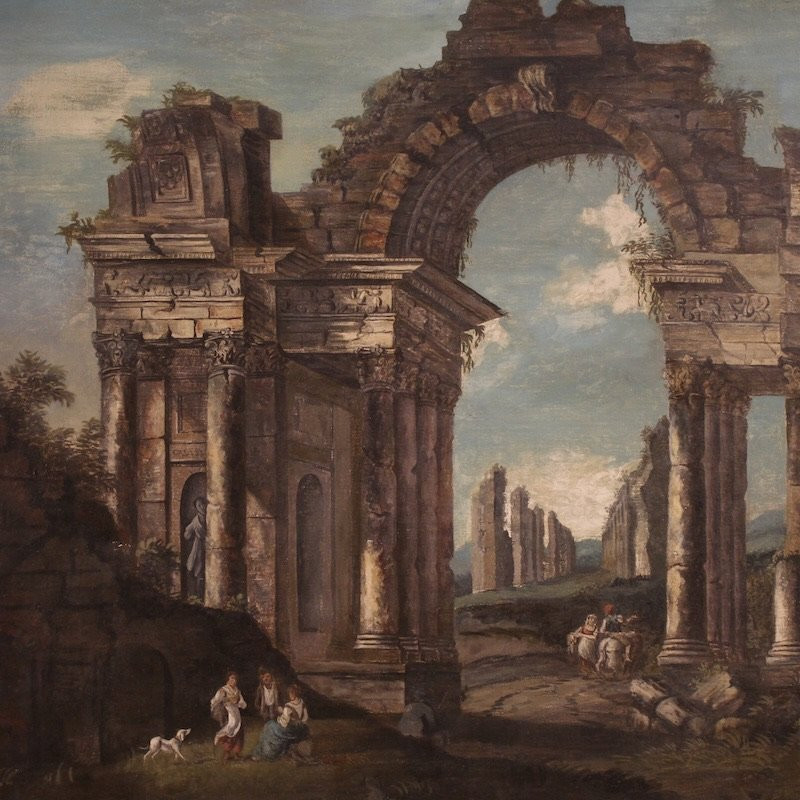 20th Century Italian Architectural Capriccio Painting-photo-3