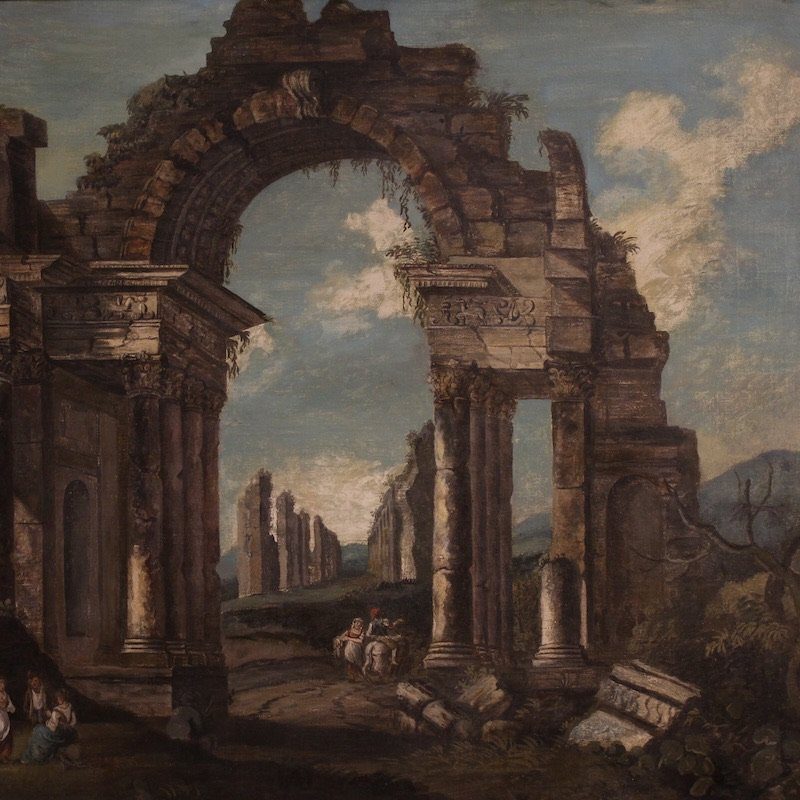 20th Century Italian Architectural Capriccio Painting-photo-4