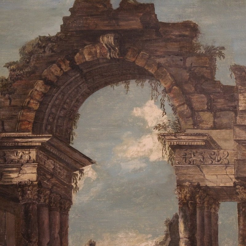20th Century Italian Architectural Capriccio Painting-photo-8