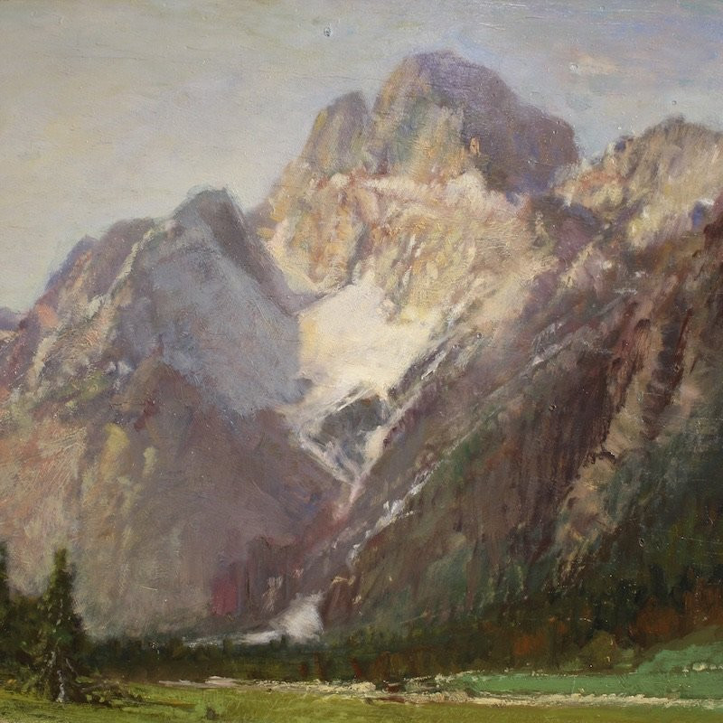 Italian Painting Mountain View Of The Croda Rossa d'Ampezzo, Signed By Bentivoglio-photo-2