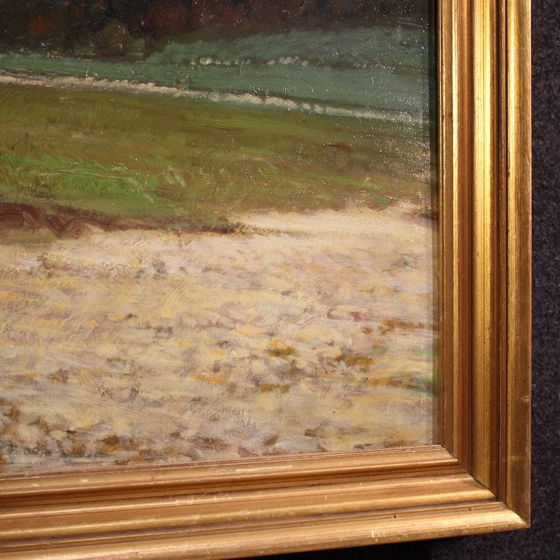 Italian Painting Mountain View Of The Croda Rossa d'Ampezzo, Signed By Bentivoglio-photo-5